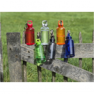 Logotrade Werbegeschenke das Foto: Oregon 400 ml RCS-zertifizierte Trinkflasche aus recyceltem Kunststoff mit Karabiner 