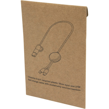 Logotrade Werbegeschenke das Foto: Citala 30 cm 5-in-1 Kabel aus recyceltem Kunststoff für Datenübertragung und 27W Schnellladung