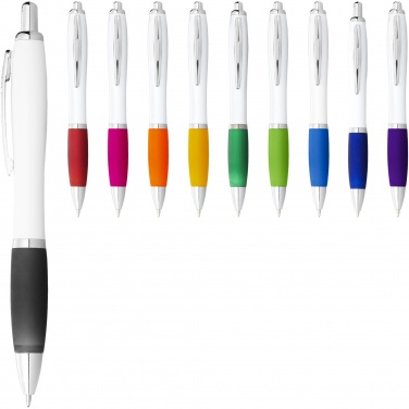 Logotrade promotional giveaway image of: Nash ballpoint pen with white barrel and coloured grip