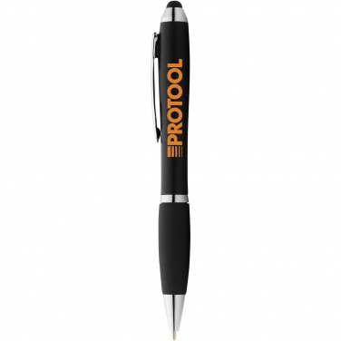 Logo trade promotional item photo of: Nash coloured stylus ballpoint pen with black grip