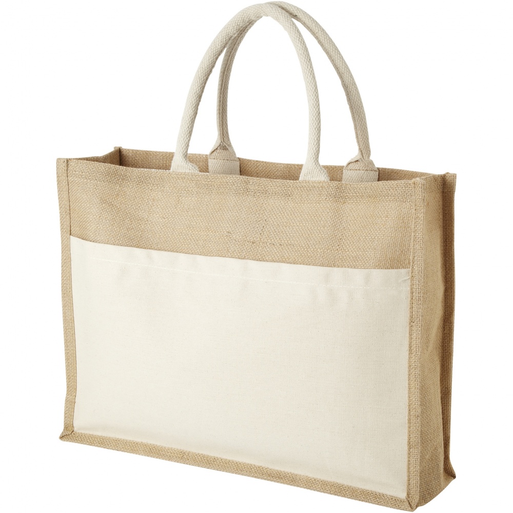 Logo trade promotional giveaways picture of: Mumbay cotton pocket jute tote bag 18L