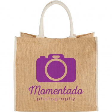 Logo trade promotional gifts image of: Harry coloured edge jute tote bag 25L