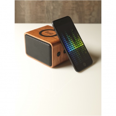 Logo trade corporate gift photo of: Wooden 3W speaker with wireless charging pad