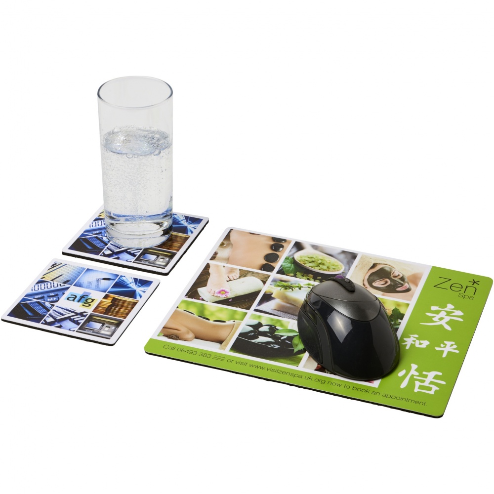 Logo trade promotional item photo of: Q-Mat® mouse mat and coaster set combo 3