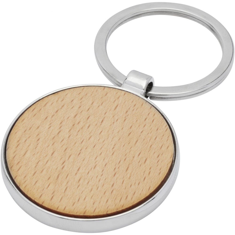 Logo trade promotional item photo of: Moreno beech wood round keychain