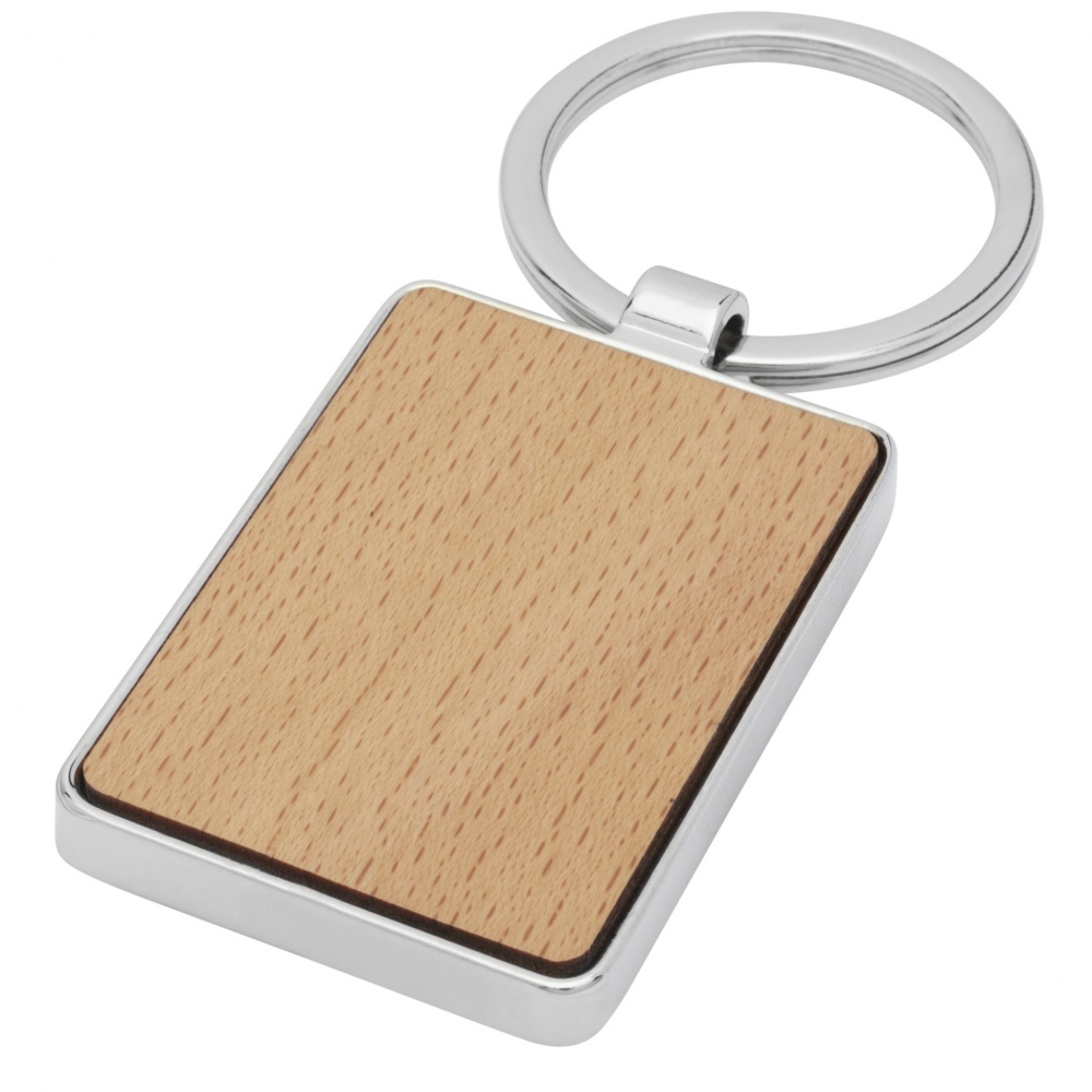 Logo trade promotional merchandise photo of: Mauro beech wood rectangular keychain