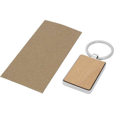 Logo trade promotional giveaway photo of: Mauro beech wood rectangular keychain