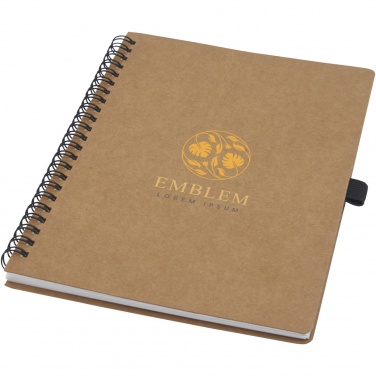 Logo trade corporate gifts image of: Cobble A5 wire-o recycled cardboard notebook with stone paper
