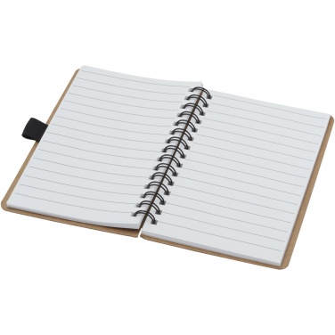Logo trade corporate gift photo of: Cobble A6 wire-o recycled cardboard notebook with stone paper