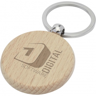 Logo trade promotional giveaways picture of: Giovanni beech wood round keychain