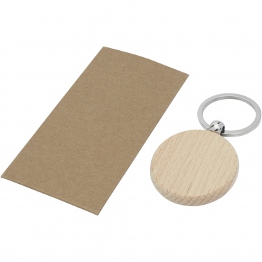 Logo trade advertising products image of: Giovanni beech wood round keychain