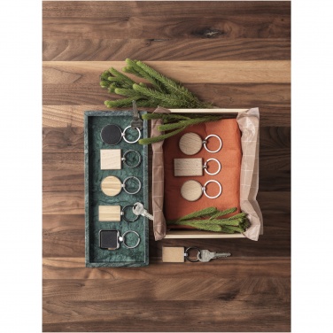 Logo trade promotional giveaways picture of: Gian beech wood rectangular keychain