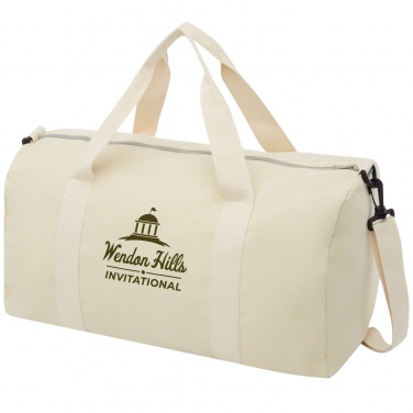 Logotrade promotional merchandise image of: Pheebs 450 g/m² recycled cotton and polyester duffel bag 24L