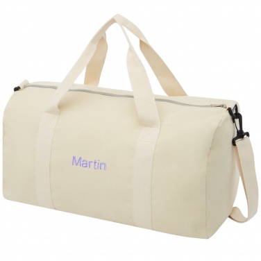 Logo trade business gifts image of: Pheebs 450 g/m² recycled cotton and polyester duffel bag 24L