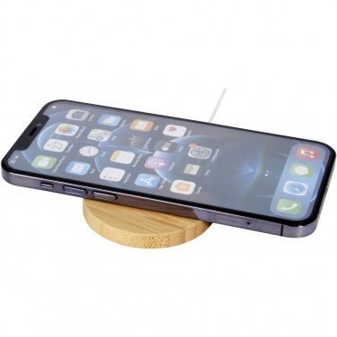 Logo trade promotional items picture of: Atra 10W bamboo magnetic wireless charging pad