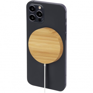 Logo trade promotional gift photo of: Atra 10W bamboo magnetic wireless charging pad