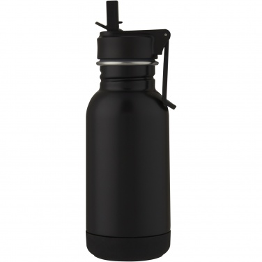 Logo trade business gifts image of: Lina 400 ml stainless steel sport bottle with straw and loop