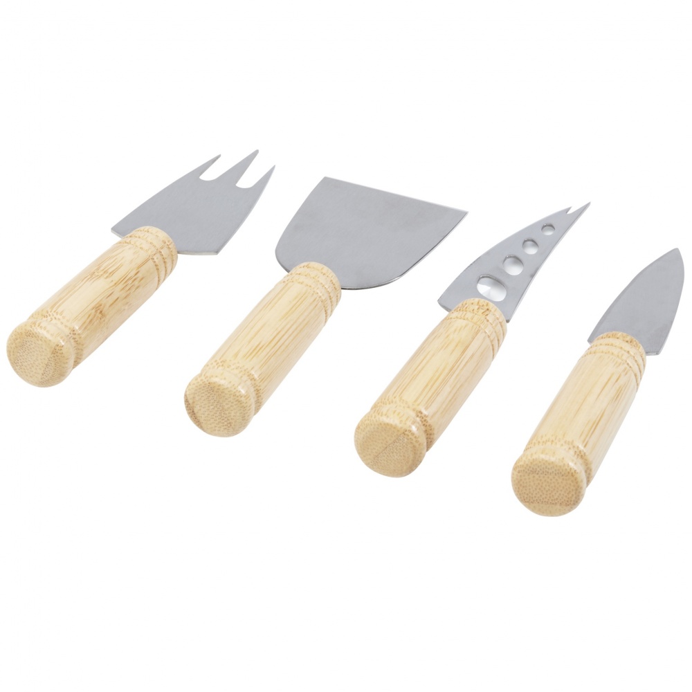 Logo trade business gifts image of: Cheds 4-piece bamboo cheese set