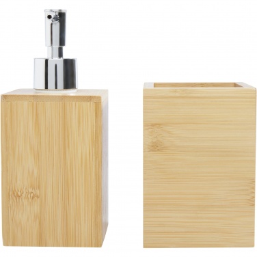 Logo trade business gifts image of: Hedon 3-piece bamboo bathroom set