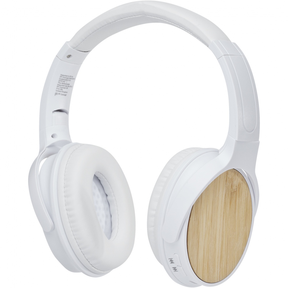 Logo trade promotional gift photo of: Athos bamboo Bluetooth® headphones with microphone