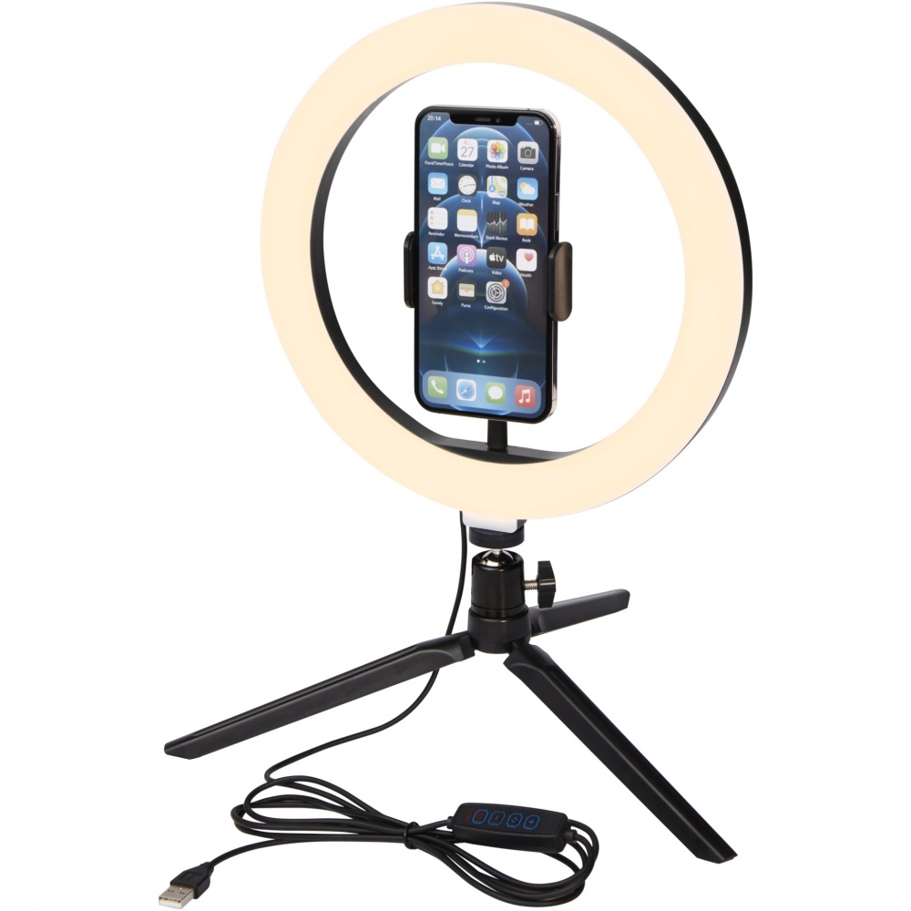 Logo trade promotional merchandise image of: Studio ring light for selfies and vlogging with phone holder and tripod
