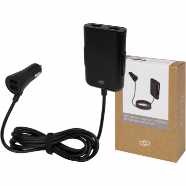 Logo trade promotional giveaway photo of: Pilot dual car charger with QC 3.0 dual back seat extended charger