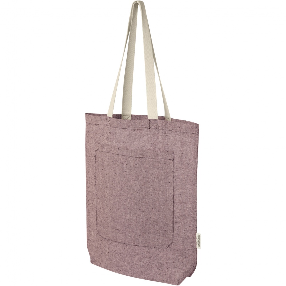Logo trade promotional gifts picture of: Pheebs 150 g/m² recycled cotton tote bag with front pocket 9L