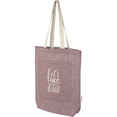 Logo trade promotional merchandise image of: Pheebs 150 g/m² recycled cotton tote bag with front pocket 9L