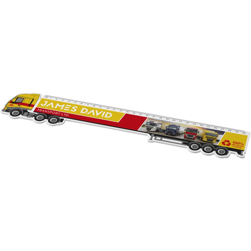 Logo trade business gift photo of: Tait 30cm lorry-shaped recycled plastic ruler