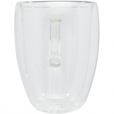 Logo trade promotional giveaways picture of: Manti 2-piece 350 ml double-wall glass cup with bamboo coaster 