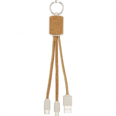Logotrade business gift image of: Bates wheat straw and cork 3-in-1 charging cable