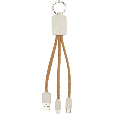 Logo trade promotional giveaways picture of: Bates wheat straw and cork 3-in-1 charging cable