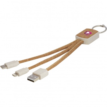 Logo trade promotional product photo of: Bates wheat straw and cork 3-in-1 charging cable