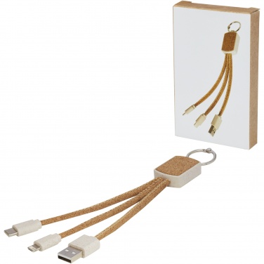 Logotrade promotional gift image of: Bates wheat straw and cork 3-in-1 charging cable