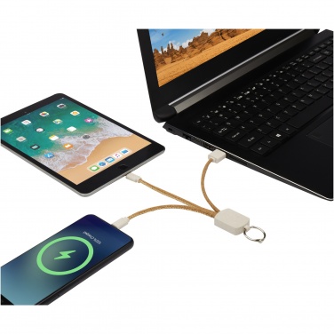 Logotrade promotional merchandise image of: Bates wheat straw and cork 3-in-1 charging cable
