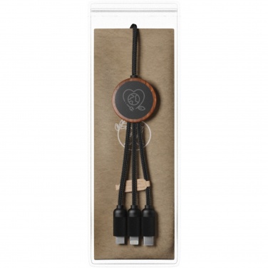 Logo trade business gift photo of: SCX.design C36 3-in-1 rPET light-up logo extended charging cable with round bamboo casing