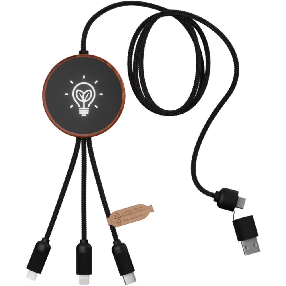 Logotrade promotional item image of: SCX.design C40 5-in-1 rPET light-up logo charging cable and 10W charging pad