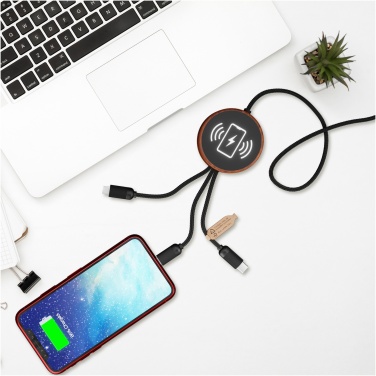 Logo trade promotional merchandise picture of: SCX.design C40 5-in-1 rPET light-up logo charging cable and 10W charging pad