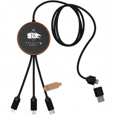 Logotrade corporate gift image of: SCX.design C40 5-in-1 rPET light-up logo charging cable and 10W charging pad