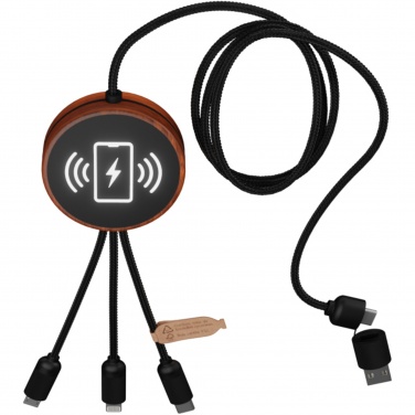 Logotrade corporate gift picture of: SCX.design C40 5-in-1 rPET light-up logo charging cable and 10W charging pad