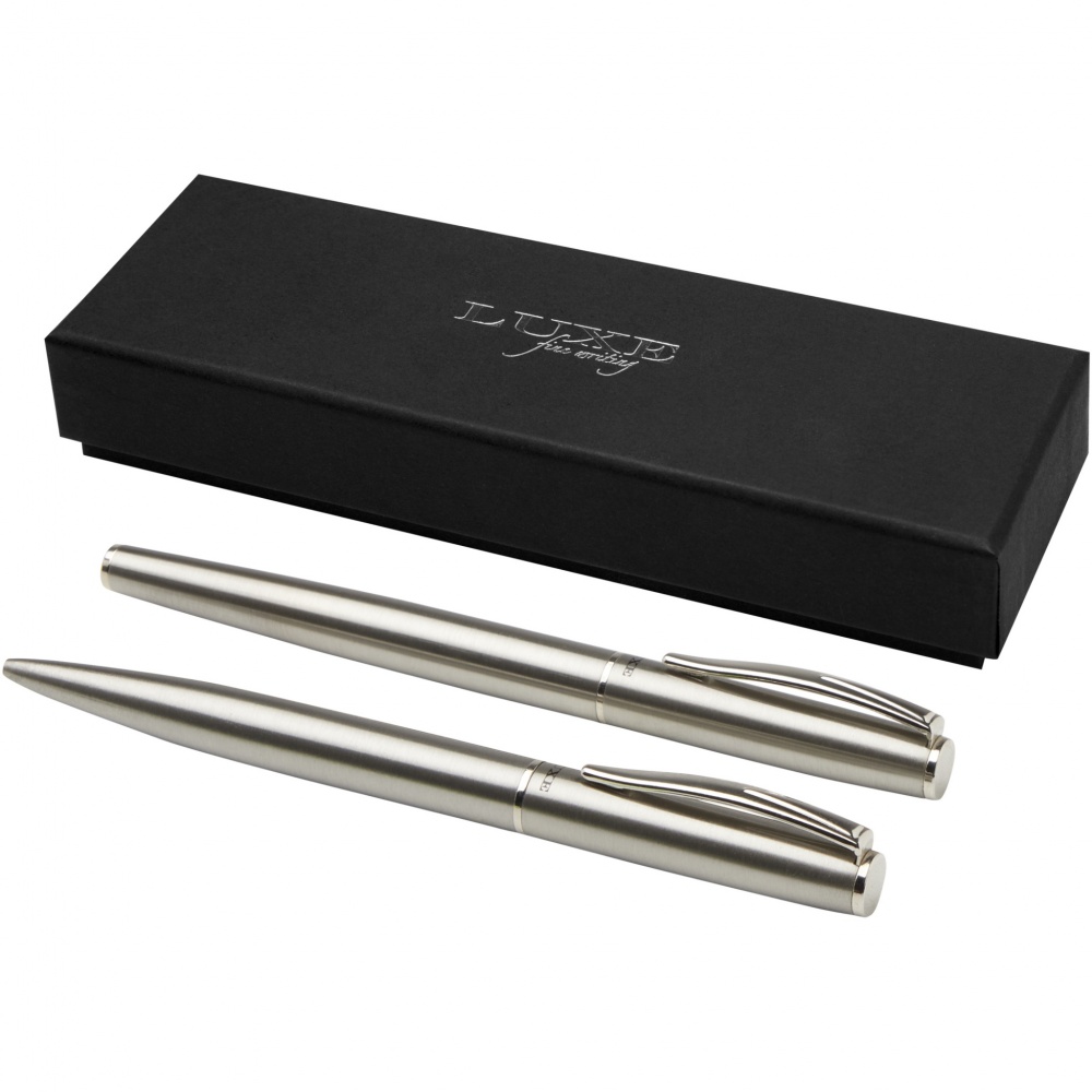 Logotrade promotional product image of: Didimis recycled stainless steel ballpoint and rollerball pen set