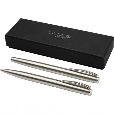 Logo trade promotional giveaway photo of: Didimis recycled stainless steel ballpoint and rollerball pen set