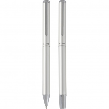 Logotrade promotional giveaway image of: Lucetto recycled aluminium ballpoint and rollerball pen gift set
