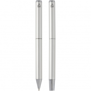 Logotrade promotional gift picture of: Lucetto recycled aluminium ballpoint and rollerball pen gift set