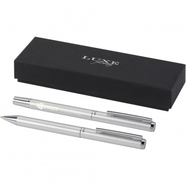 Logo trade business gifts image of: Lucetto recycled aluminium ballpoint and rollerball pen gift set