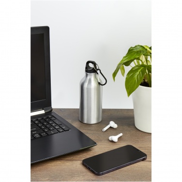 Logo trade promotional items picture of: Oregon 400 ml RCS certified recycled aluminium water bottle with carabiner