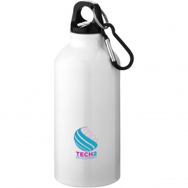 Logotrade promotional giveaway picture of: Oregon 400 ml RCS certified recycled aluminium water bottle with carabiner