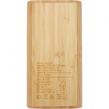 Logo trade business gift photo of: Tulda 20.000 mAh bamboo power bank