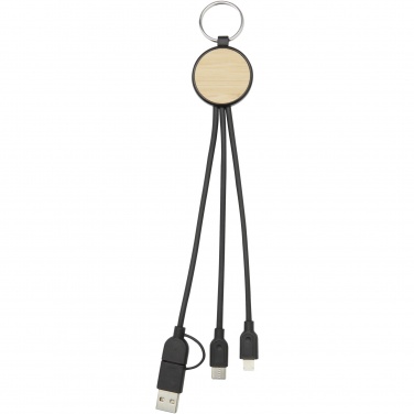 Logotrade promotional item picture of: Tecta 6-in-1 recycled plastic/bamboo charging cable with keyring