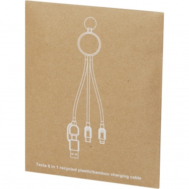 Logotrade business gift image of: Tecta 6-in-1 recycled plastic/bamboo charging cable with keyring